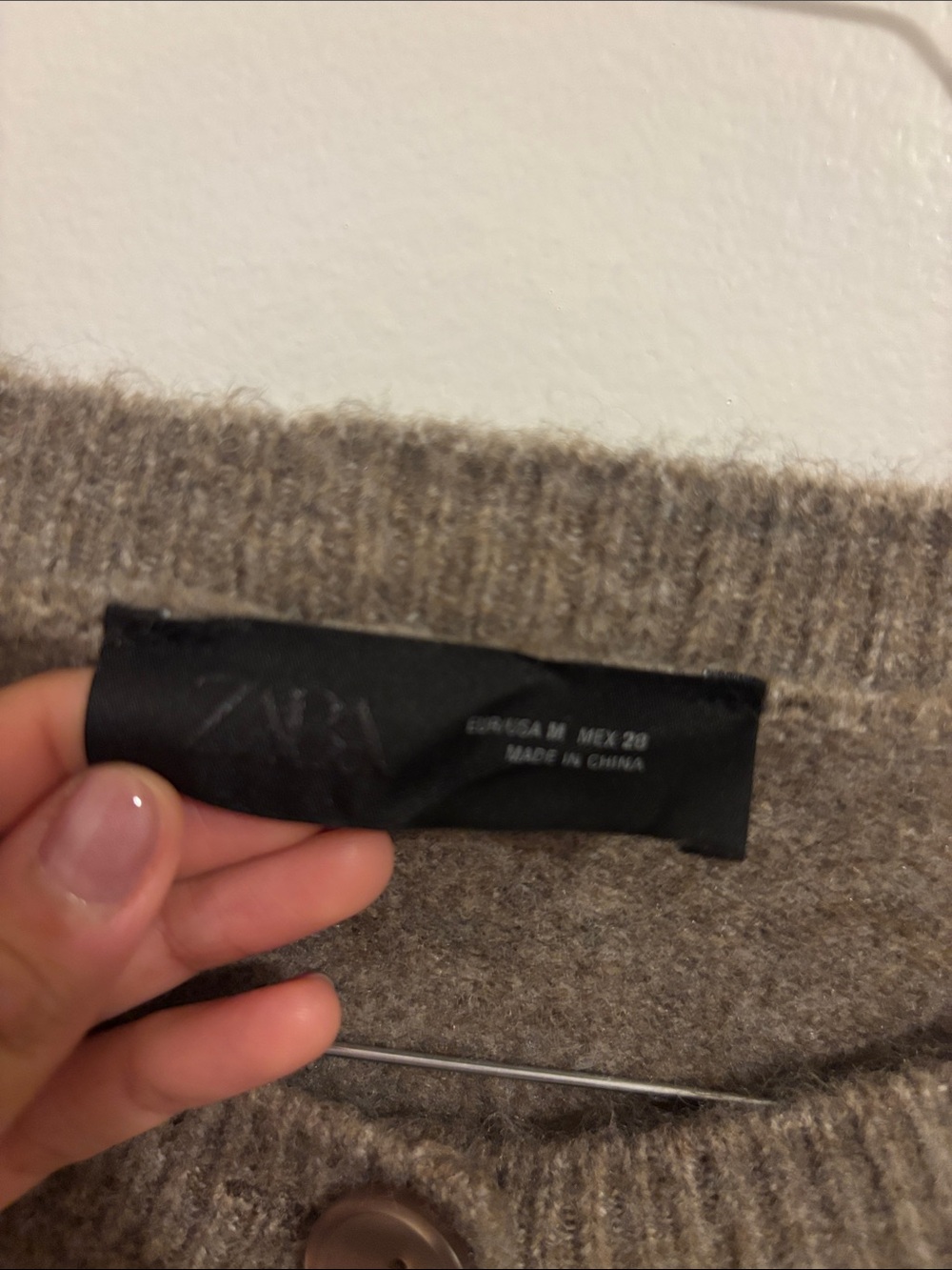 Zara Crewneck Cardigan - Taupe Brown - Picture 4 of 4